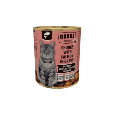 nourriture humide pour chat au chunks with salmon in gravy 810g Rokus