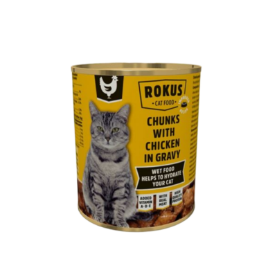nourriture humide pour chat morceaux de poulet en sauce 810g Rokus